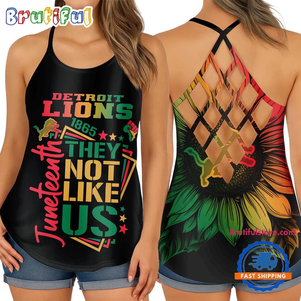 NFL Detroit Lions Juneteenth 1865 They Not Like US Women's Criss Cross Tank Top