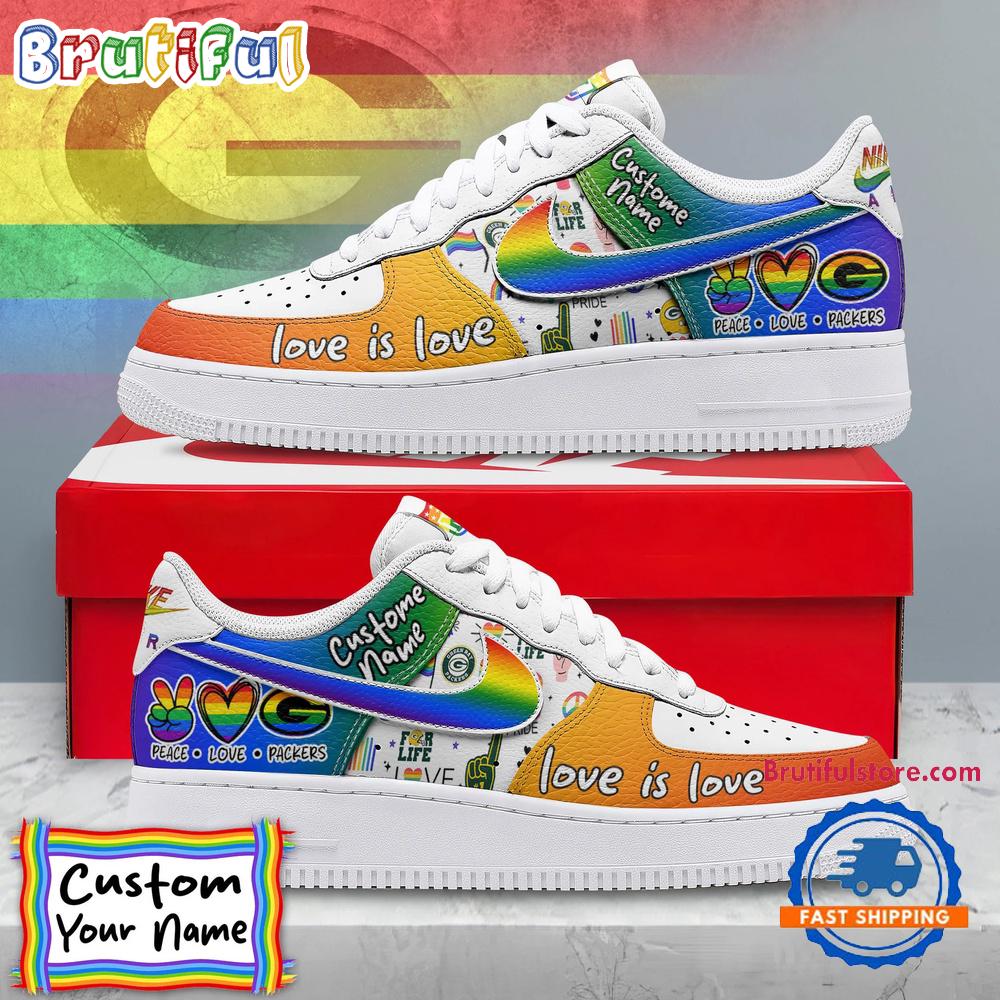 NFL Green Bay Packers Pride Peace Love Packers Custom Air Force 1 Shoes Sneaker