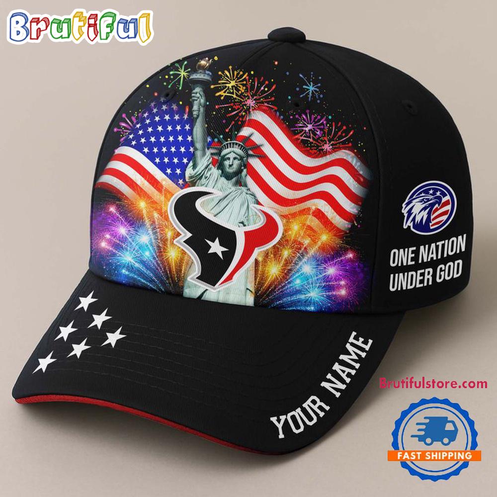NFL Houston Texans One Nation Under God Happy Independence Day Custom Classic Cap