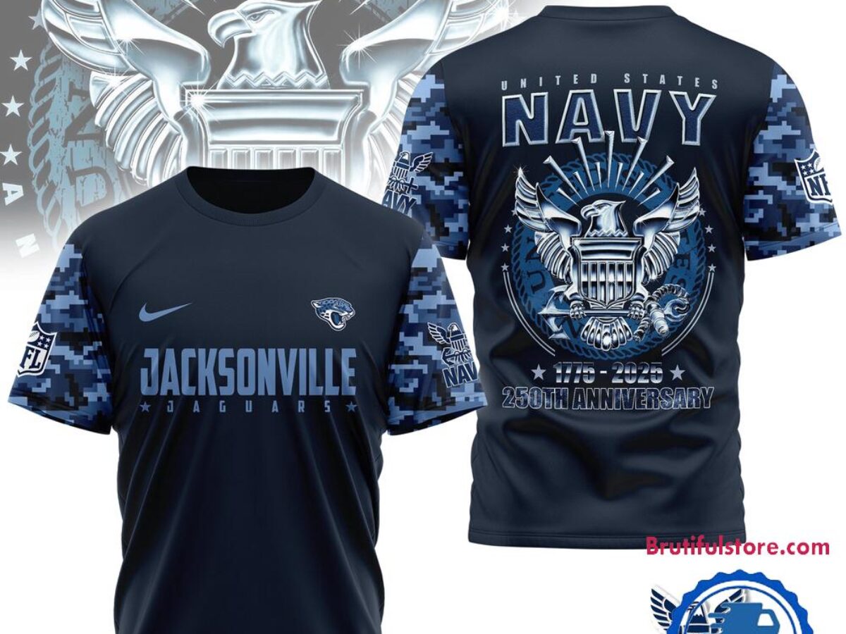 NFL Jacksonville Jaguars US Navy 250th Anniversary 1775-2025 3D Shirt