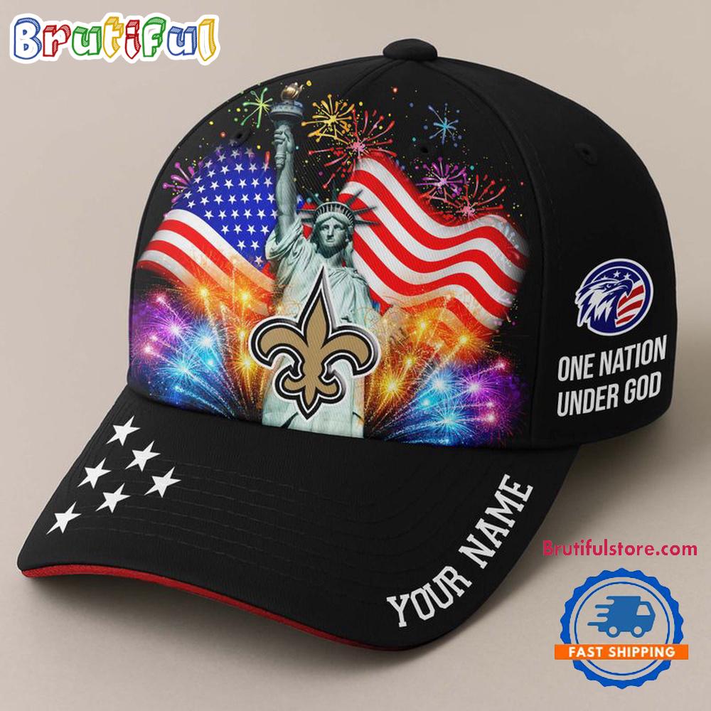 NFL New Orleans Saints One Nation Under God Happy Independence Day Custom Classic Cap