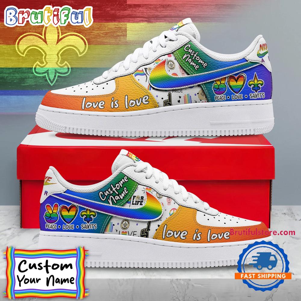 NFL New Orleans Saints Pride Peace Love Saints Custom Air Force 1 Shoes Sneaker