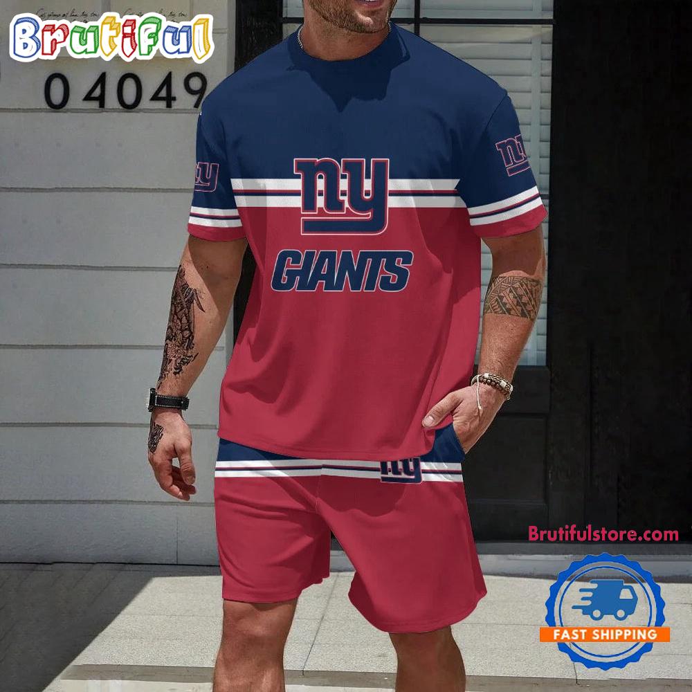 NFL New York Giants New Design T Shirt And Shorts Set