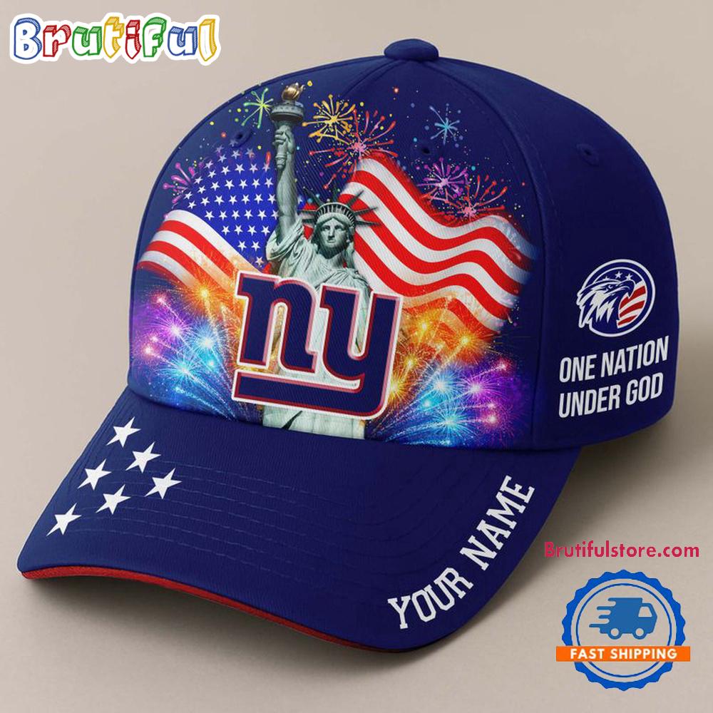 NFL New York Giants One Nation Under God Happy Independence Day Custom Classic Cap
