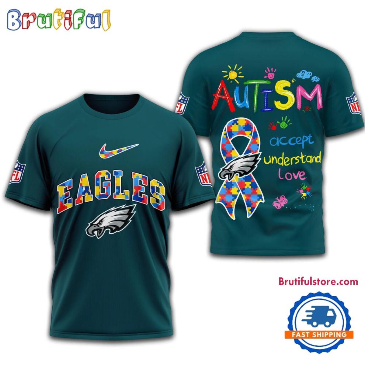 NFL Philadelphia Eagles 2025 Autism Awareness 3D Shirt