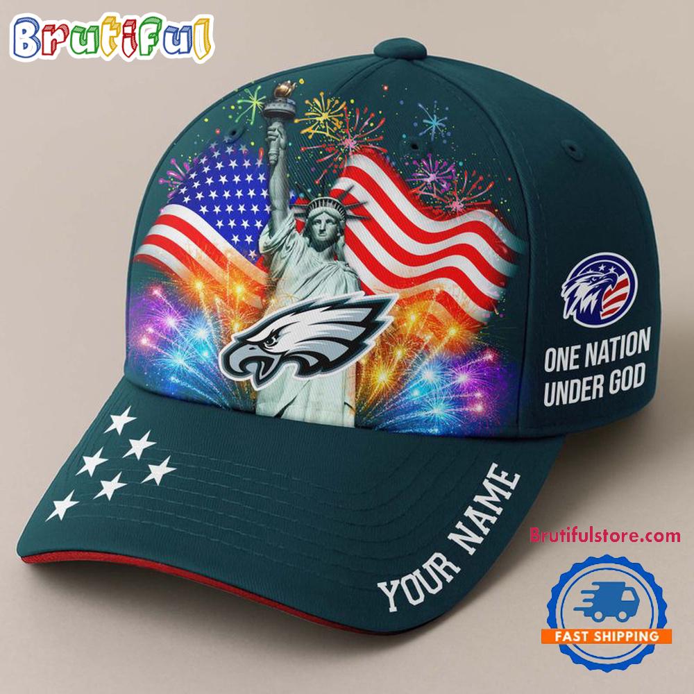 NFL Philadelphia Eagles One Nation Under God Happy Independence Day Custom Classic Cap