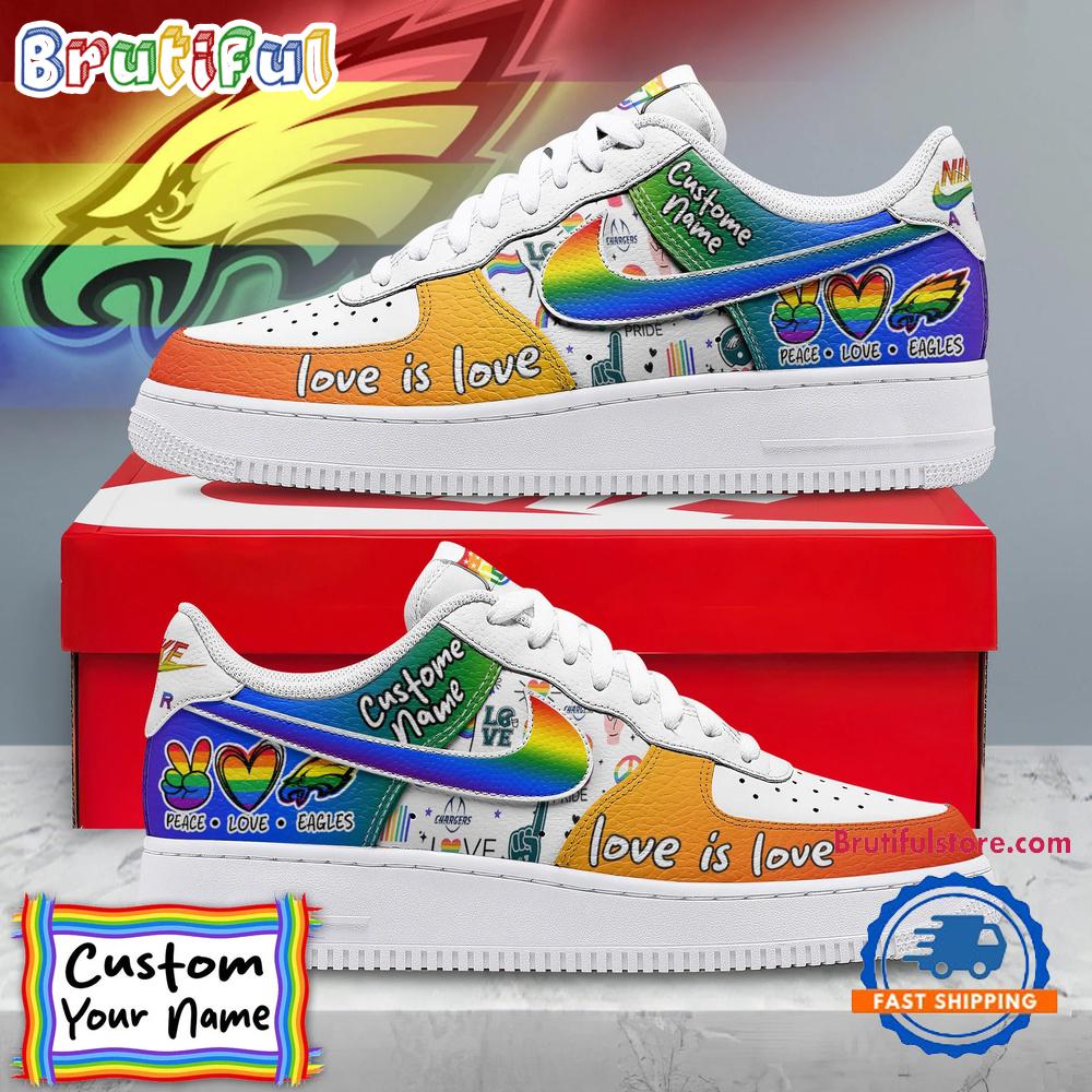 NFL Philadelphia Eagles Pride Peace Love Eagles Custom Air Force 1 Shoes Sneaker