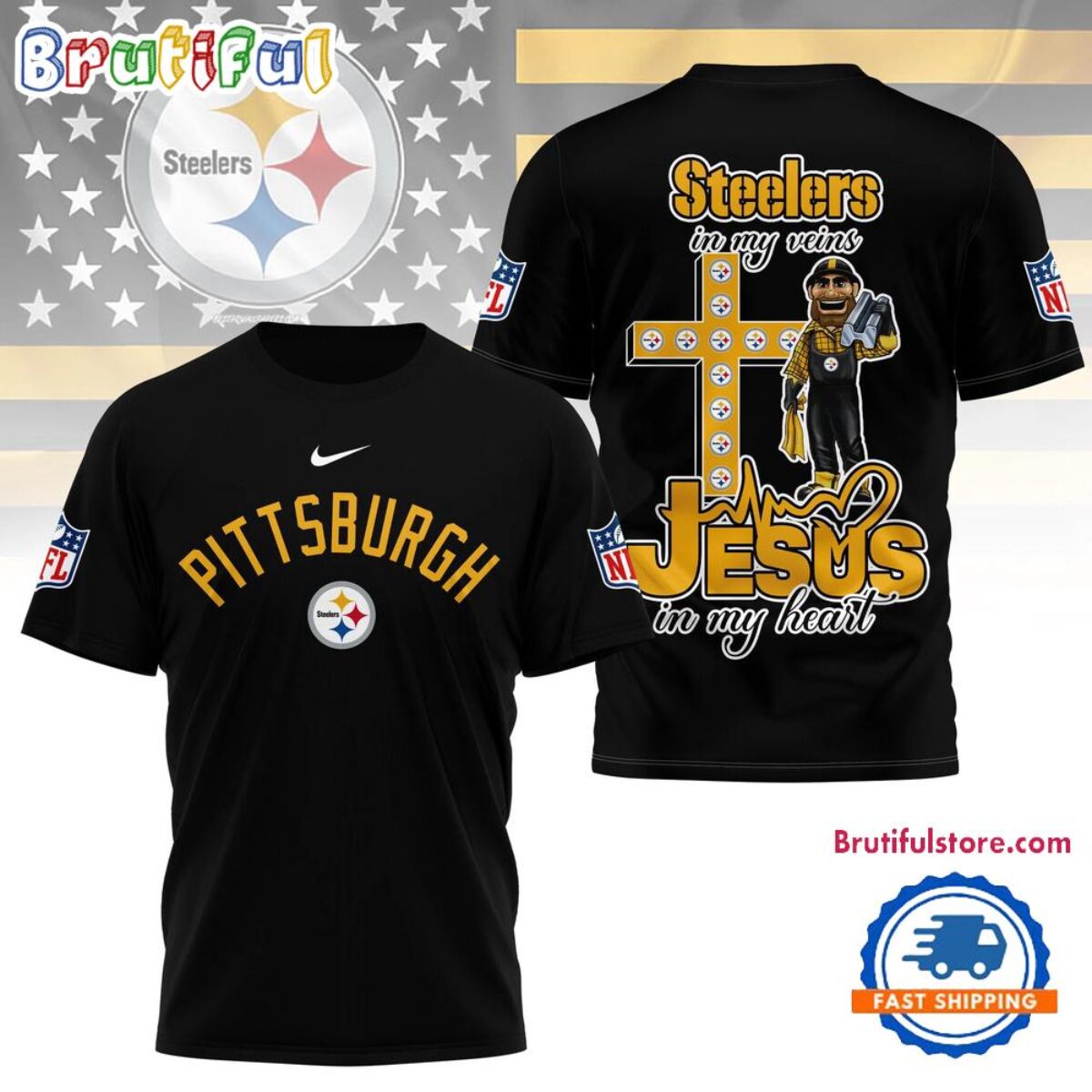 NFL Pittsburgh Steelers Football And Jesus 3D Shirt