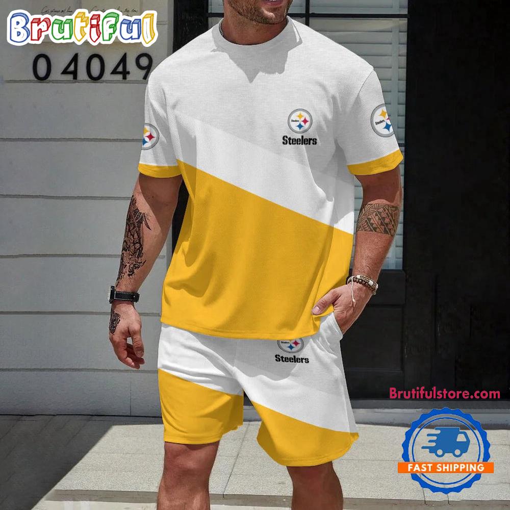 NFL Pittsburgh Steelers Football T Shirt And Shorts Set