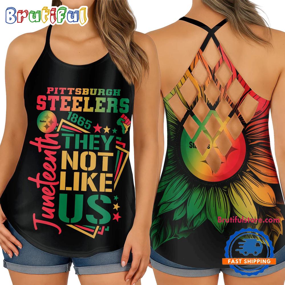 NFL Pittsburgh Steelers Juneteenth 1865 They Not Like US Women's Criss Cross Tank Top