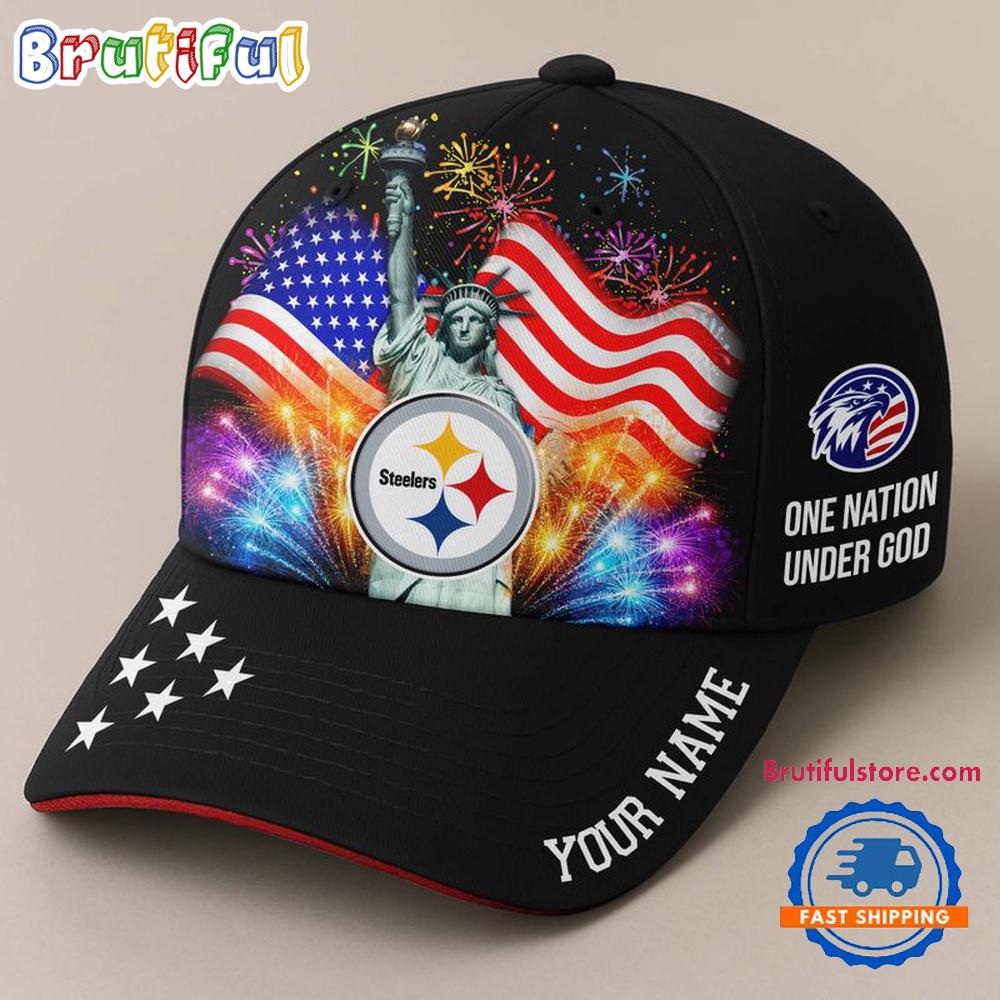 NFL Pittsburgh Steelers One Nation Under God Happy Independence Day Custom Classic Cap