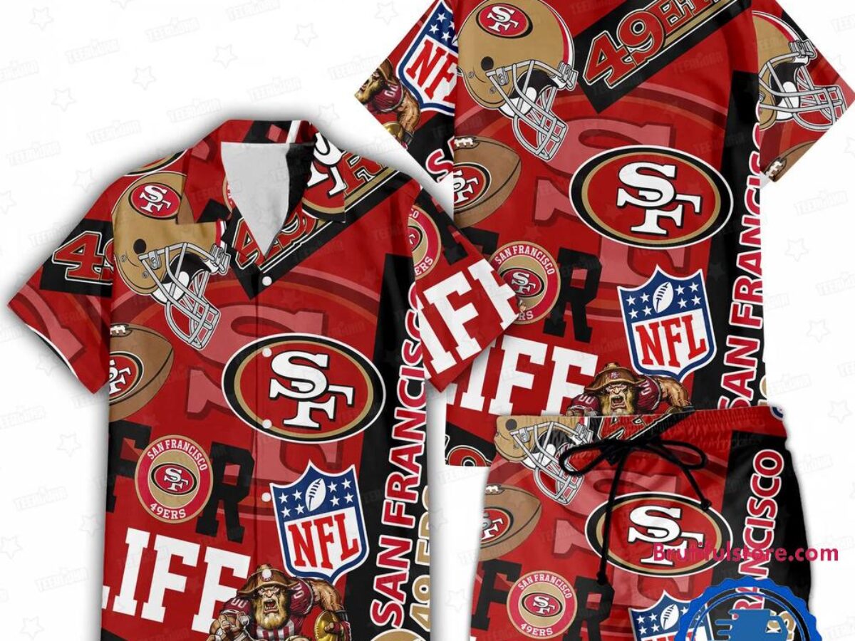ハワイ購入新品 NFL サンフランシスコ49ers フード付きウェア ファナティクス NFL パーカー プライマリーロゴ 49ers（レッド