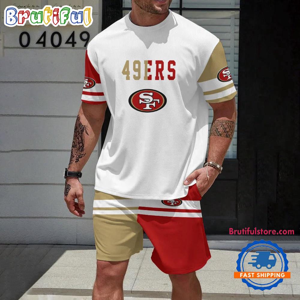 NFL San Francisco 49ers Logo Team Design T Shirt And Shorts Set