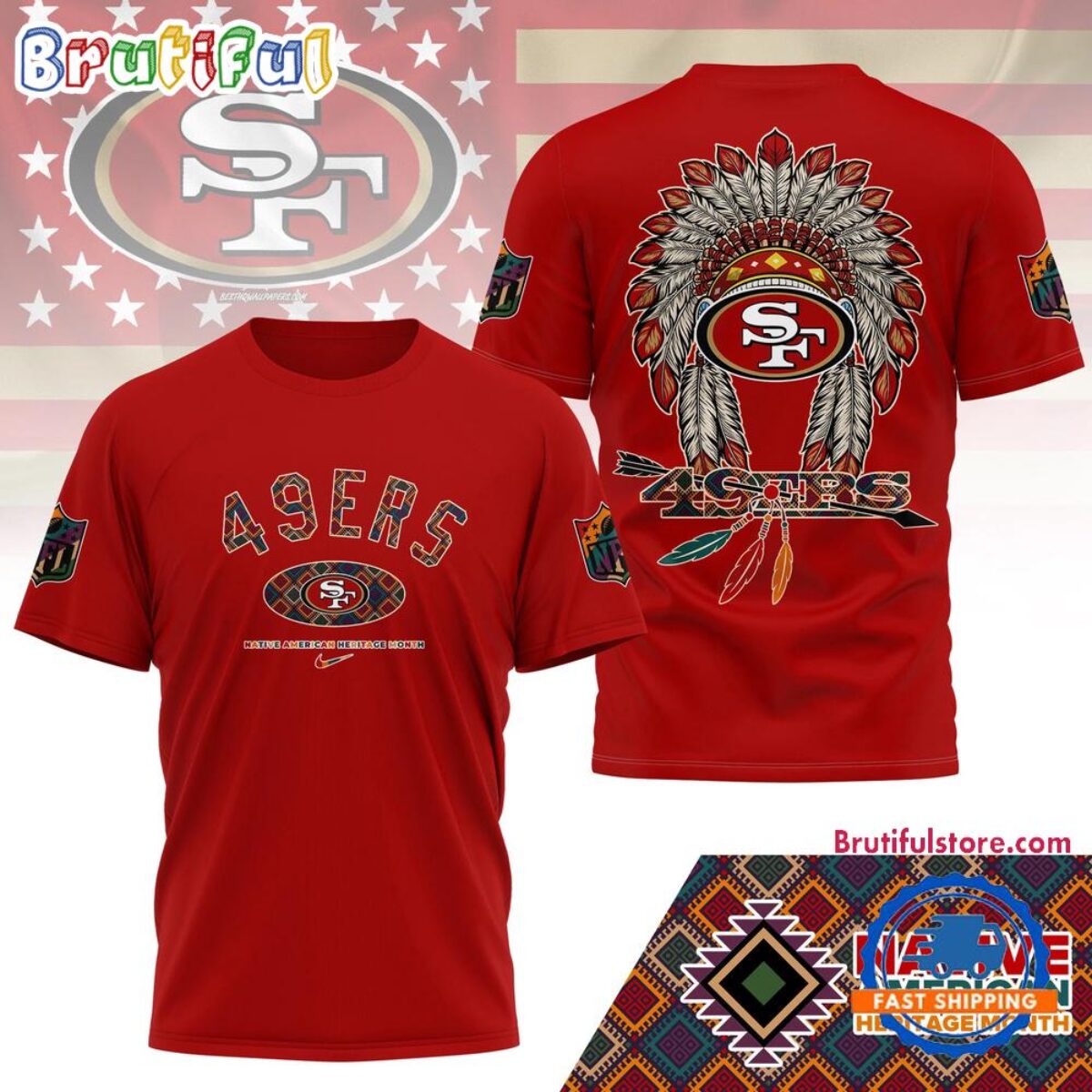 NFL San Francisco 49ers Native American Heritage Month New 3D Shirt