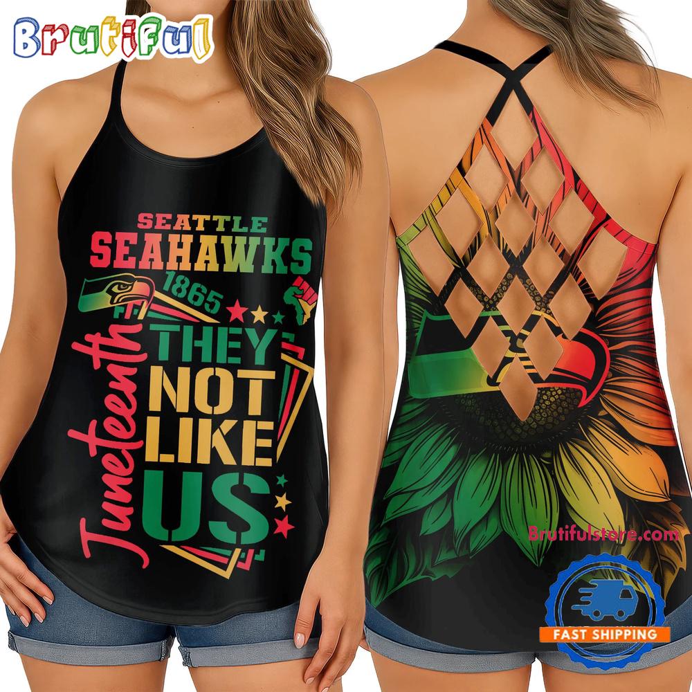 NFL Seattle Seahawks Juneteenth 1865 They Not Like US Women's Criss Cross Tank Top