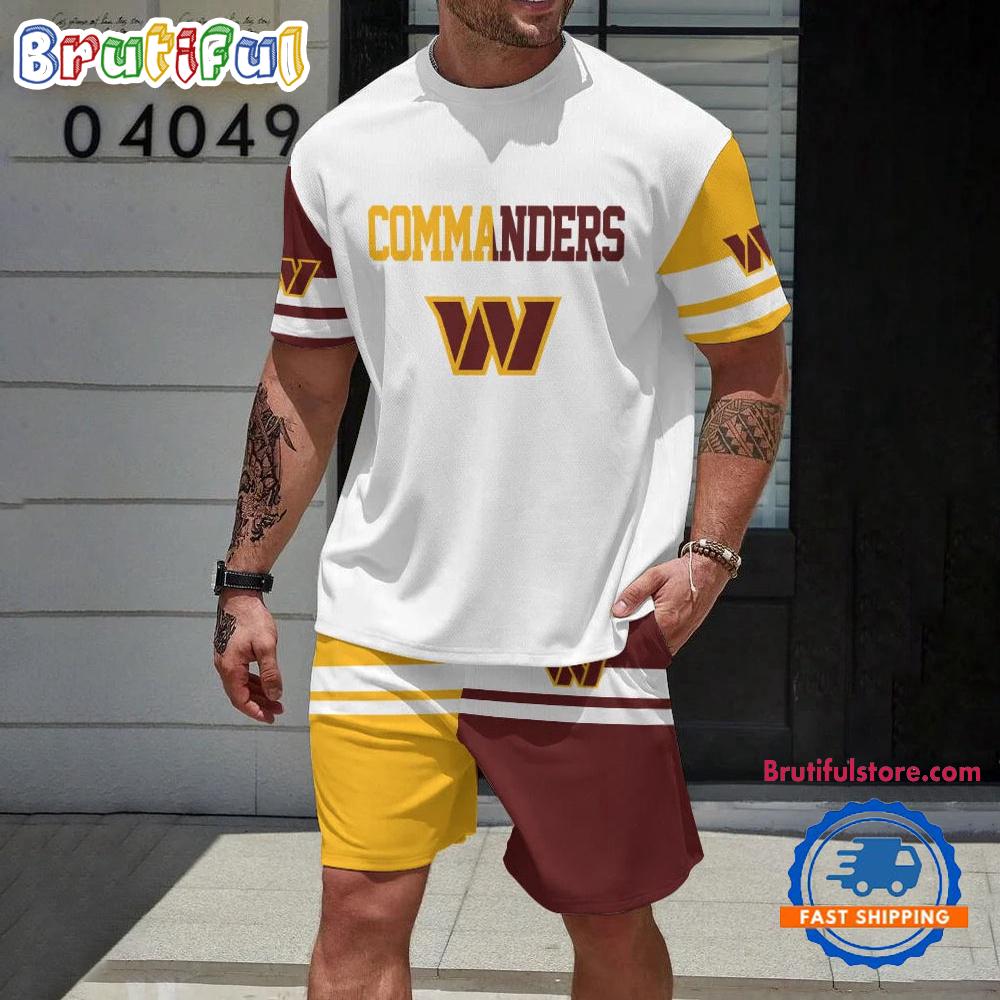 NFL Washington Commanders Logo Team Design T Shirt And Shorts Set