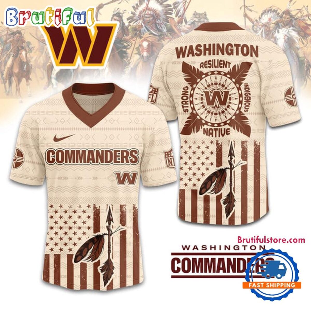 NFL Washington Commanders Native American 2025 Football Jersey