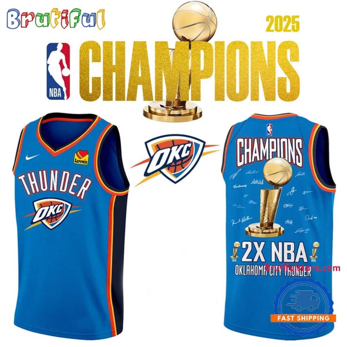 Oklahoma City Thunder 2025 NBA Champions Basketball Jersey
