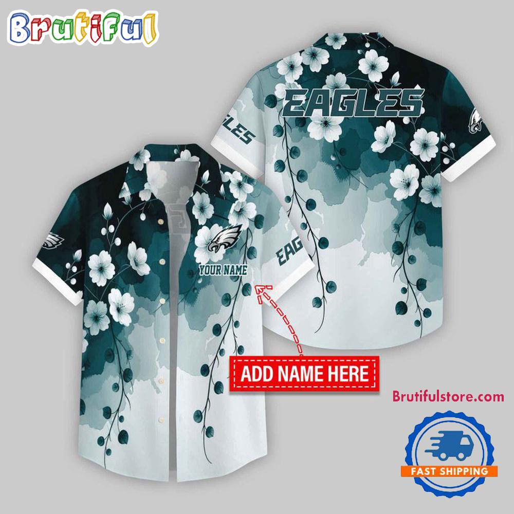 Philadelphia Eagles Flower Pattern Trendy Summer Button Hawaii Shirt