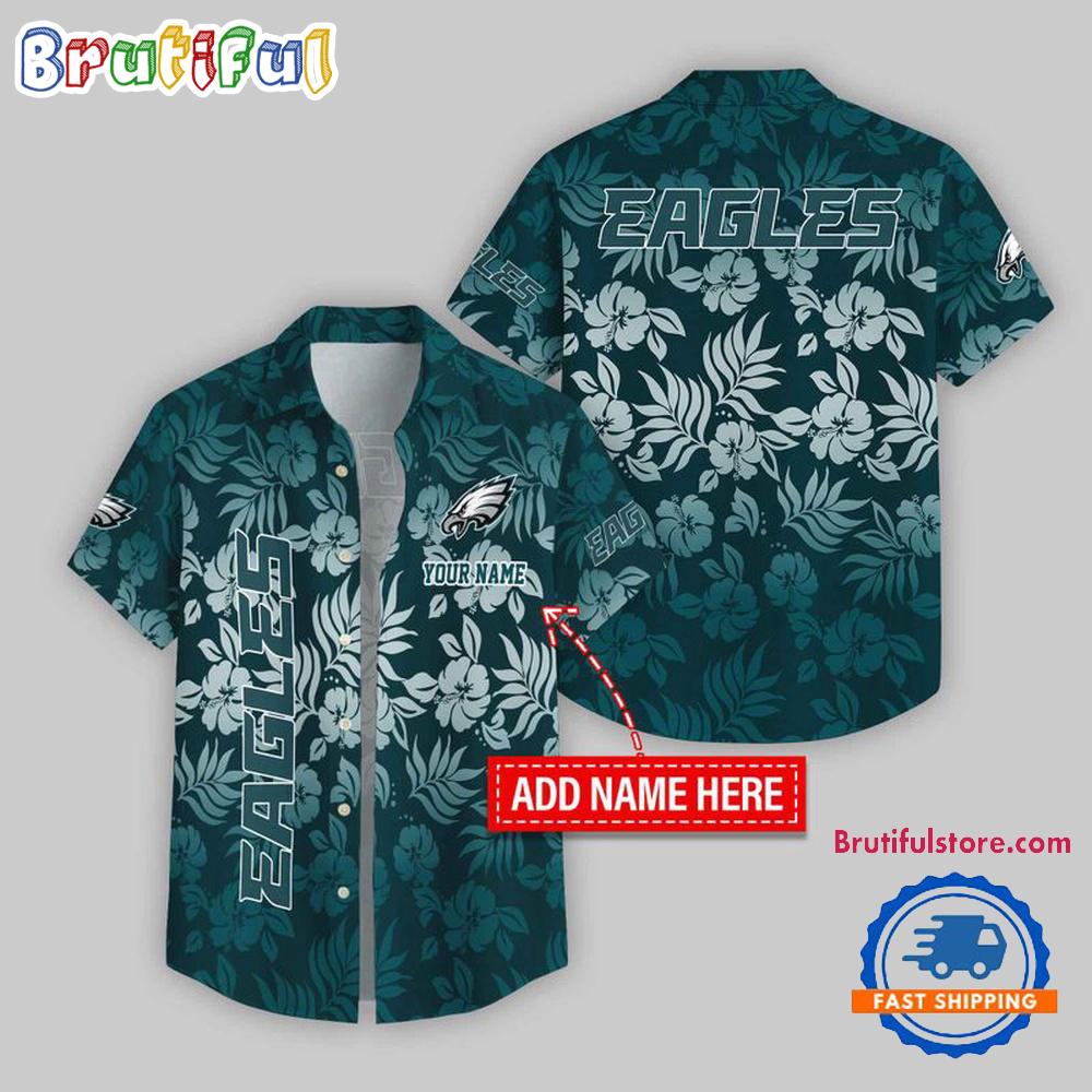 Philadelphia Eagles Night Flower Pattern Personalized Name Hawaii Shirt