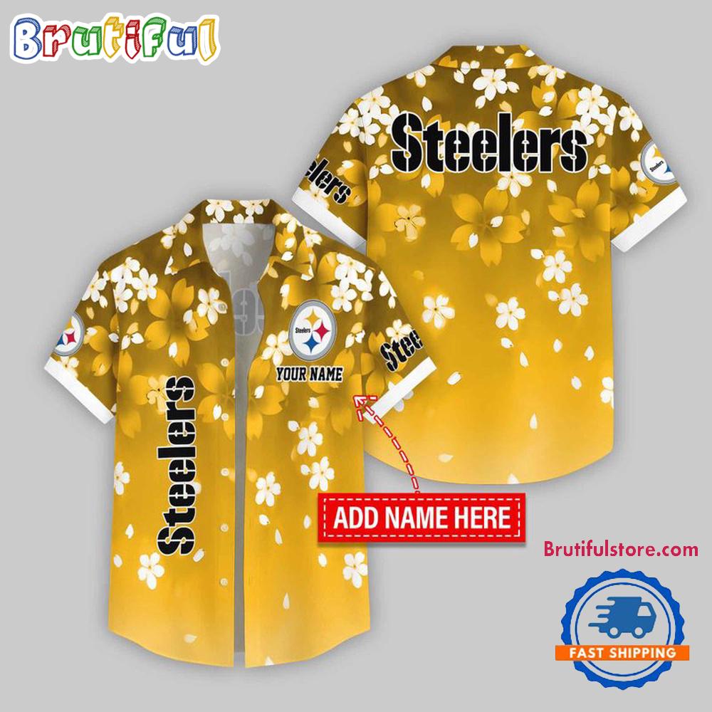 Pittsburgh Steelers Five-petaled Flower Pattern Hawaii Shirt