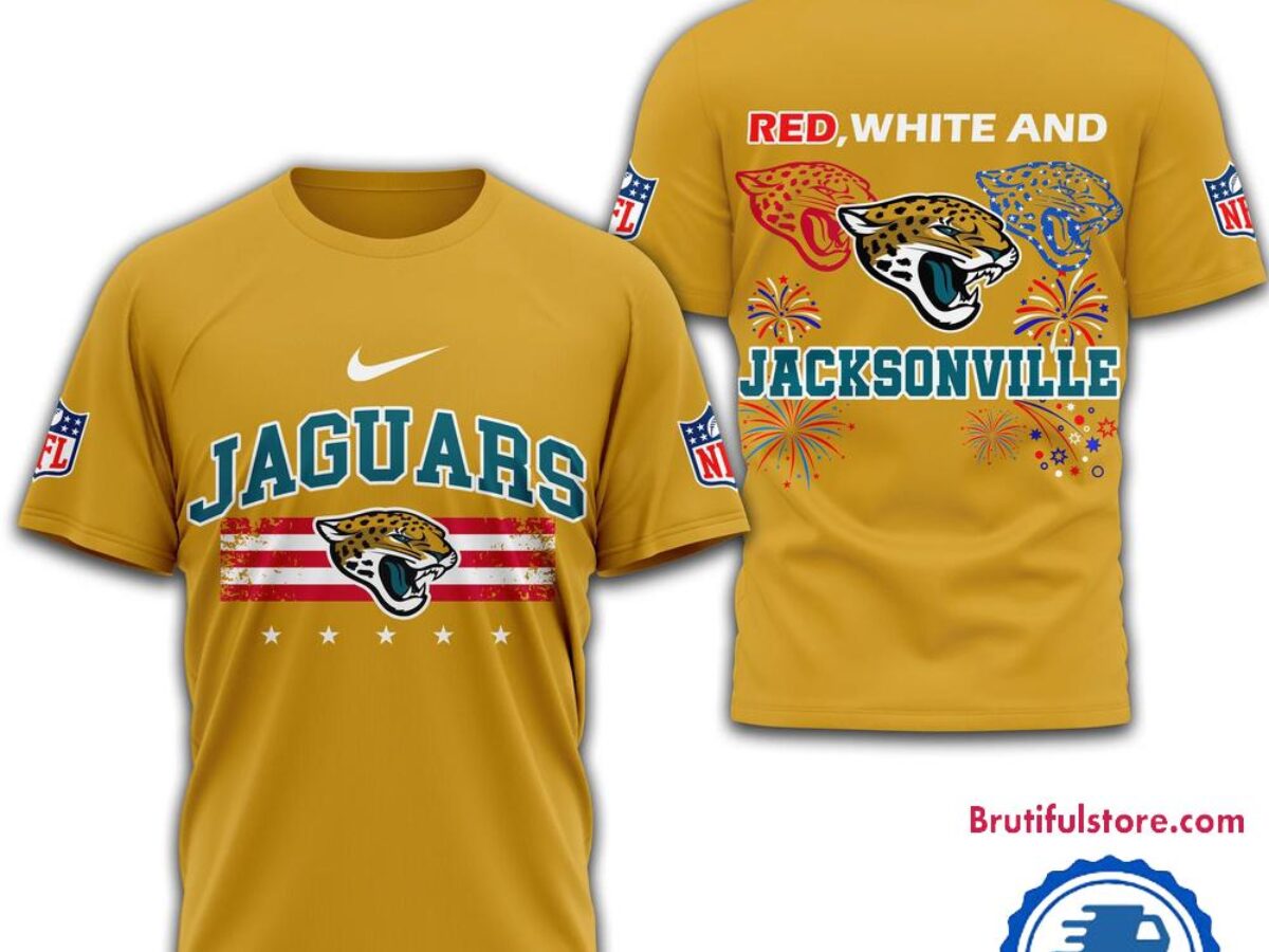 Red White And Jacksonville Jaguars 2025 Football 4th Of July 3D Shirt