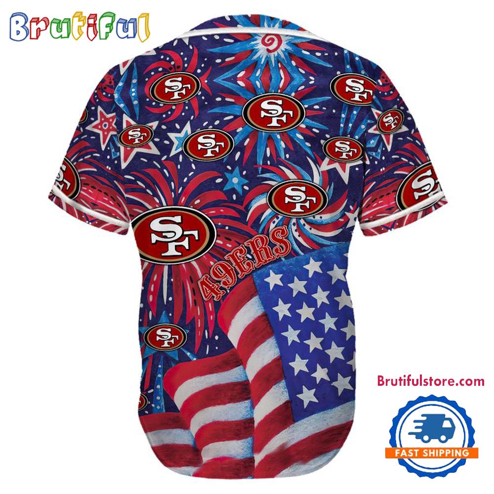 San Francisco 49ers USA Flag Independence Day Baseball Jersey, Sport Team 4th of July Jersey