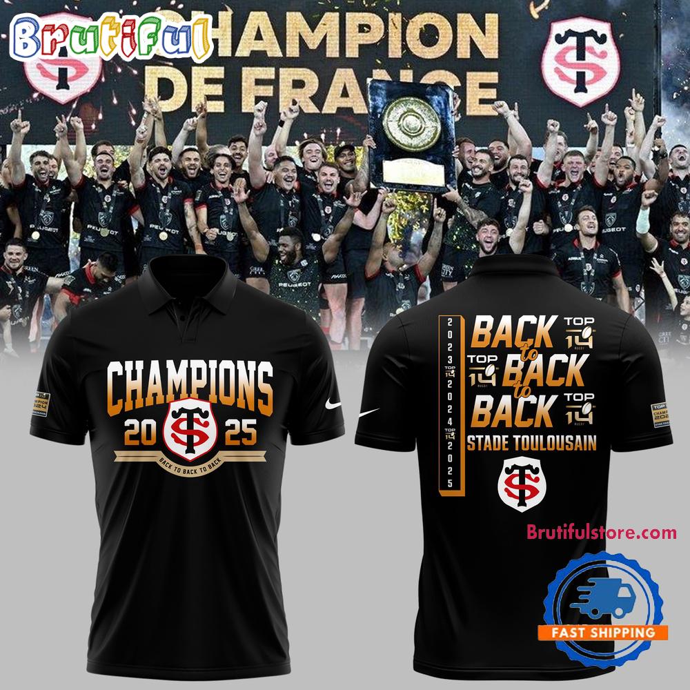 Stade Toulousain Champions TOP 14 Rugby 2025 Back to Back New Polo Shirt
