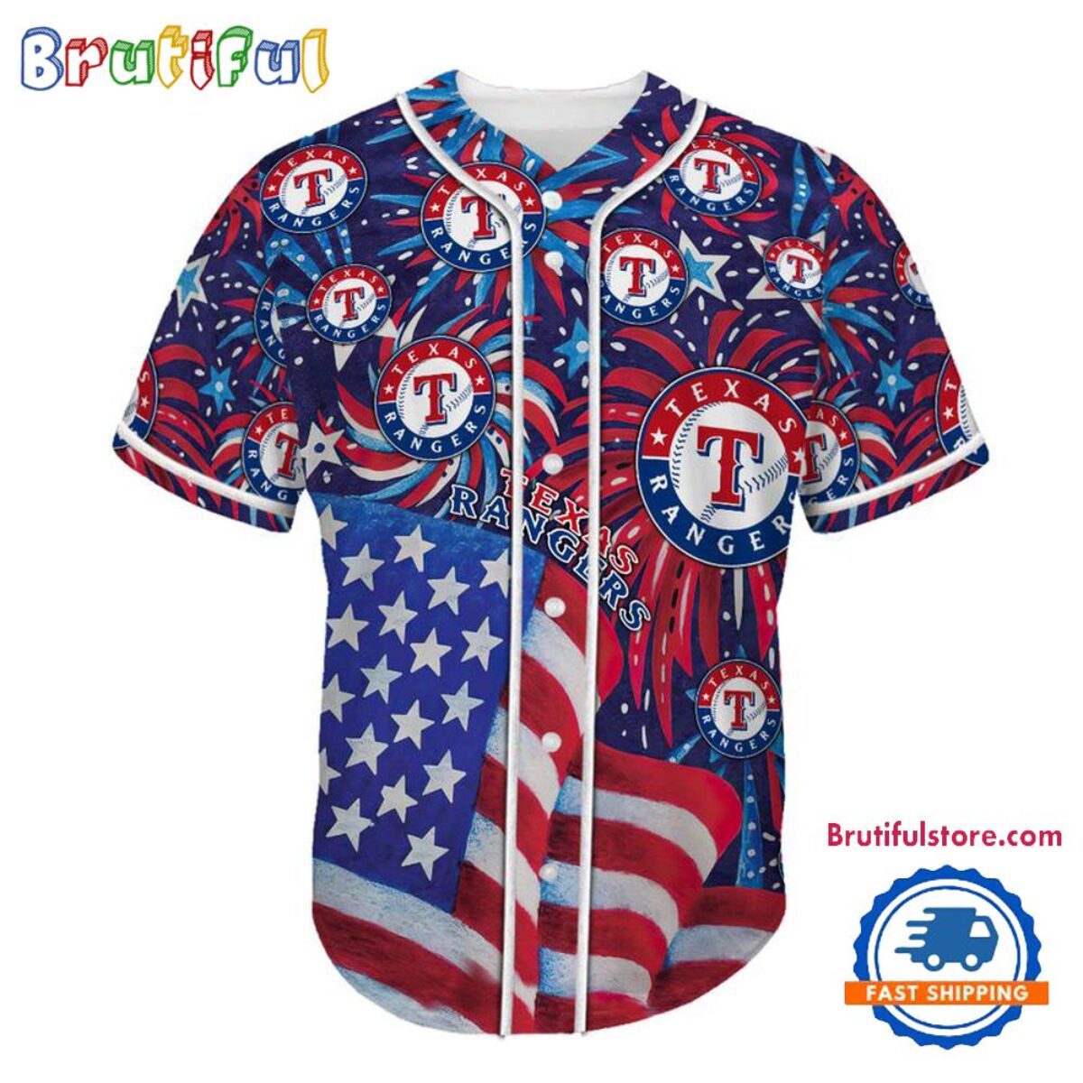 Texas Rangers USA Flag Independence Day Baseball Jersey, Sport