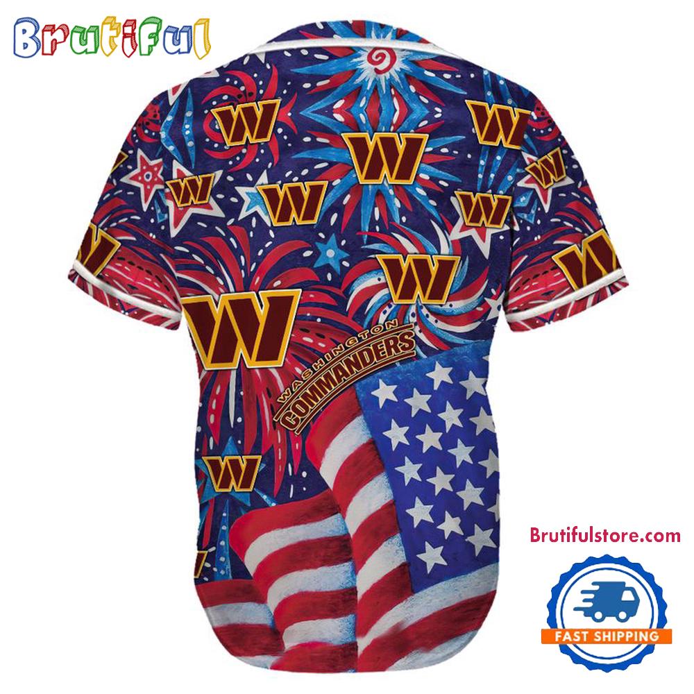 Washington Football Team USA Flag Independence Day Baseball Jersey, Sport Team 4th of July Jersey