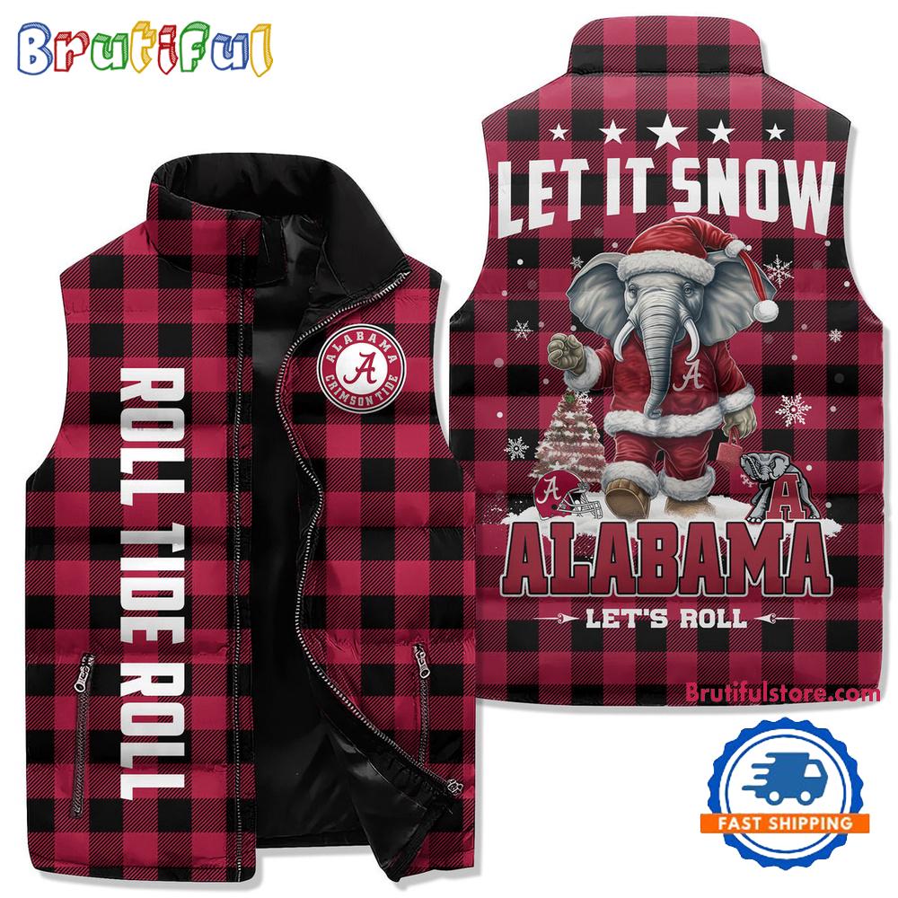 Alabama Crimson Tide Sporty Mascot Design Sleeveless Puffer Jacket