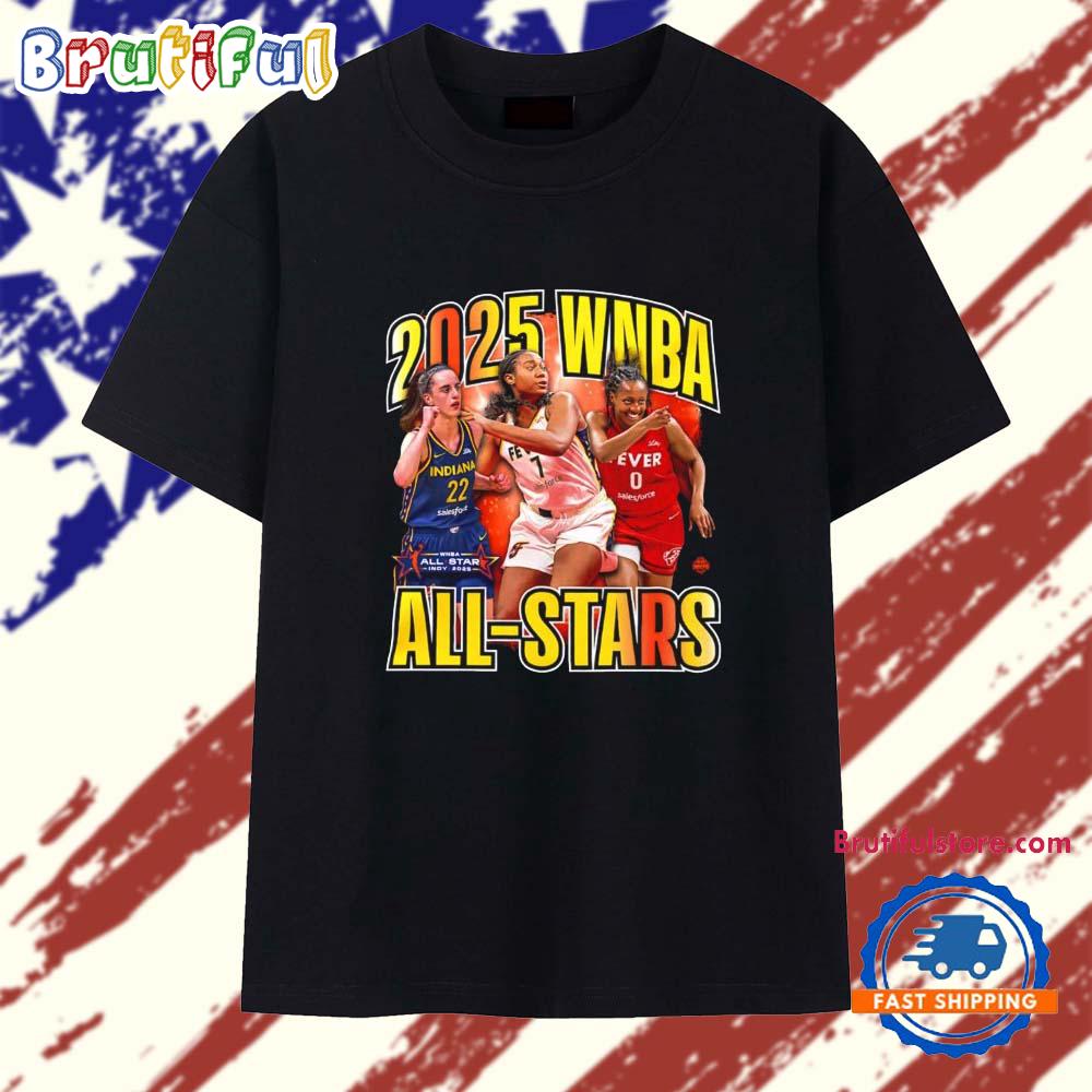 Aliyah Boston Kelsey Mitchell And Caitlin Clark Indiana Fever 2025 WNBA All-Star T Shirt