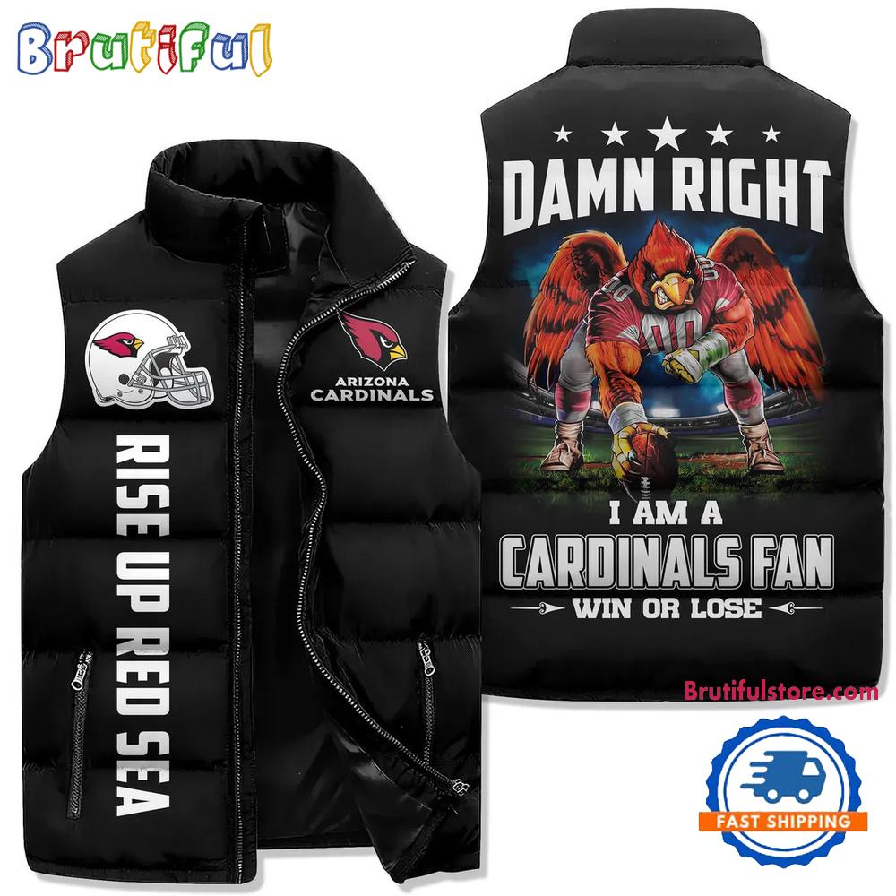 Arizona Cardinals Sporty Mascot Design Sleeveless Puffer Jacket