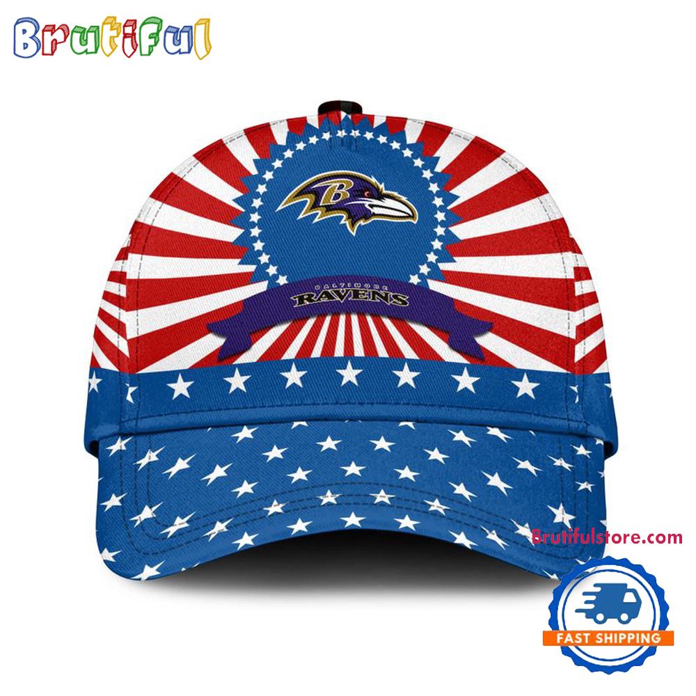 Baltimore Ravens American Flag Pattern Independence Day Baseball Cap