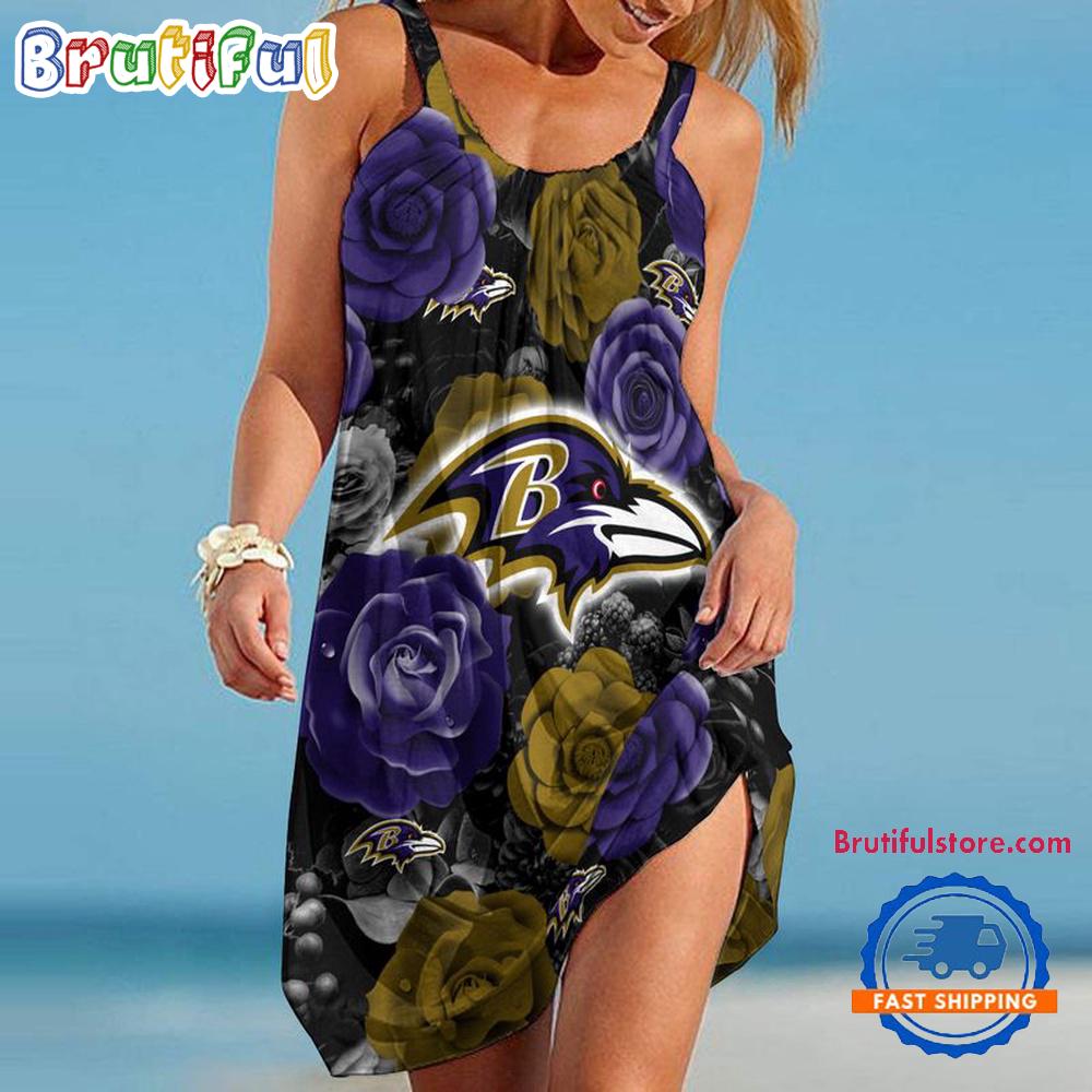 Baltimore Ravens Flower Women’s Summer Beach Sling Dress