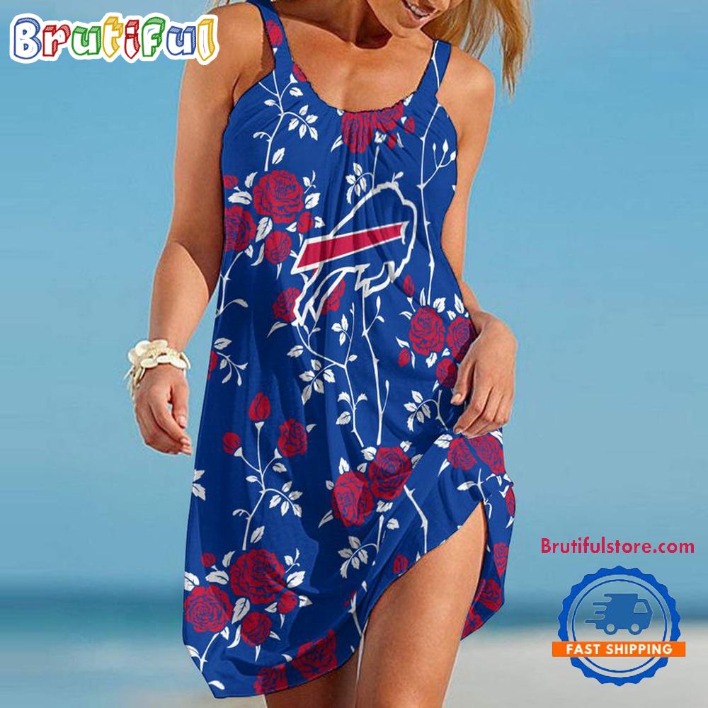 Buffalo Bills Flower Women’s Summer Beach Sling Dress