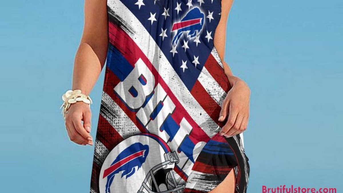 Buffalo Bills USA Independence Day Women's Summer Beach Sling Dress