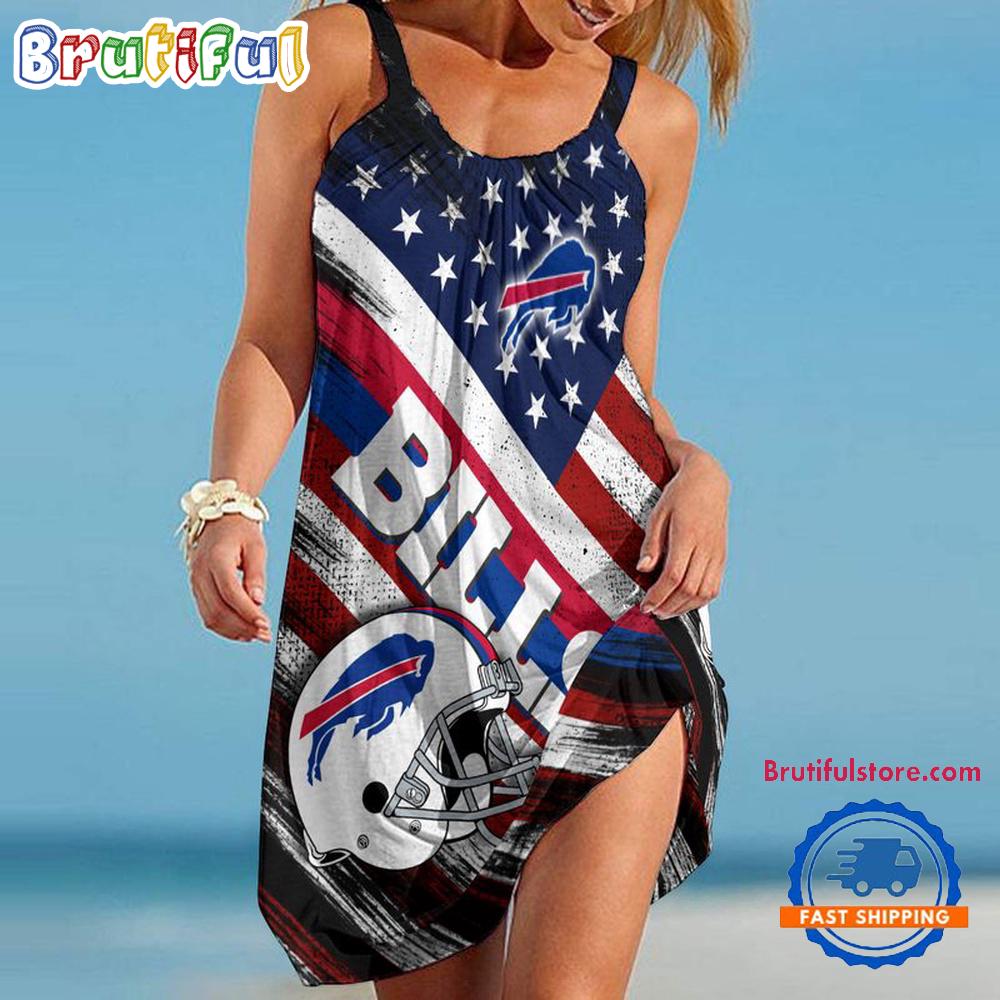Buffalo Bills USA Independence Day Women's Summer Beach Sling Dress