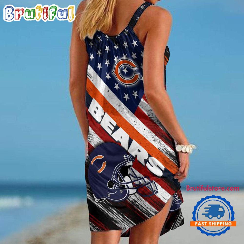 Chicago Bears USA Independence Day Women's Summer Beach Sling Dress