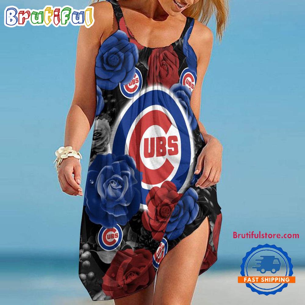 Chicago Cubs Flower Women’s Summer Beach Sling Dress
