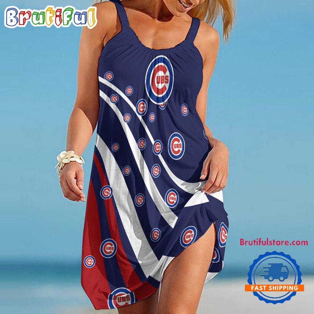 Chicago Cubs USA Independence Day Women's Summer Beach Sling Dress