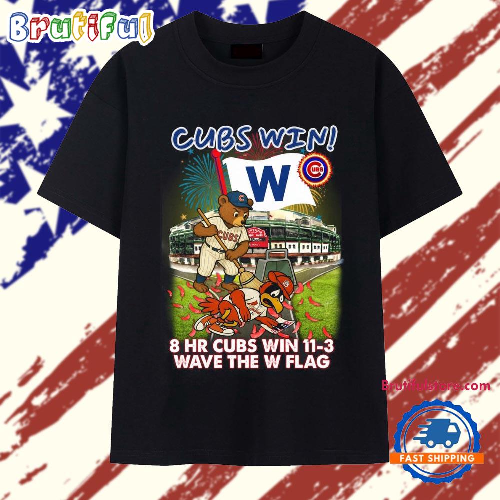 Chicago CUBS Win Shirt, 8 HR Cubs Win 11-3 Wave The W Flag T Shirt
