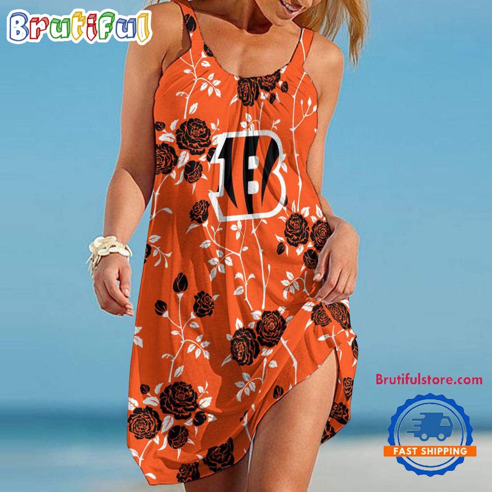 Cincinnati Bengals Flower Women’s Summer Beach Sling Dress