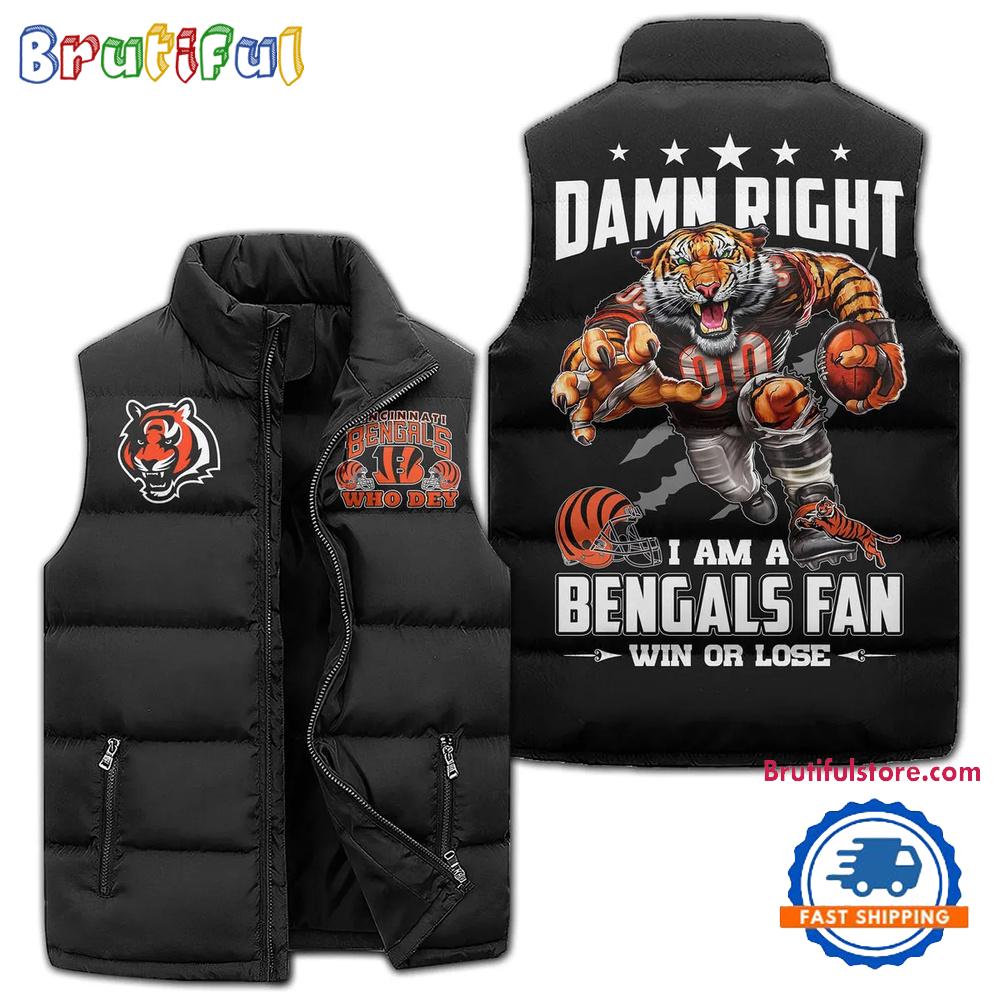Cincinnati Bengals Sporty Mascot Design Sleeveless Puffer Jacket