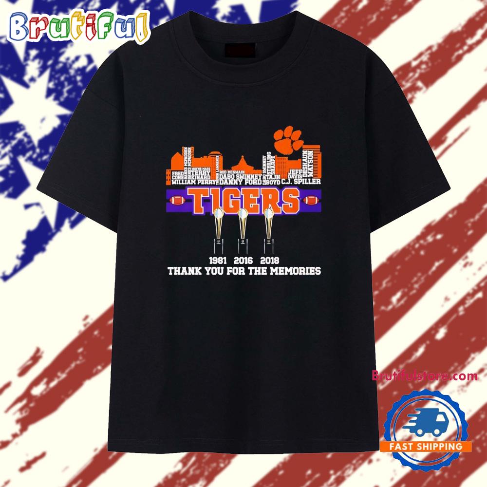 Clemson Tigers 1981 2016 2018 Champions Thank You For The Memories T Shirt
