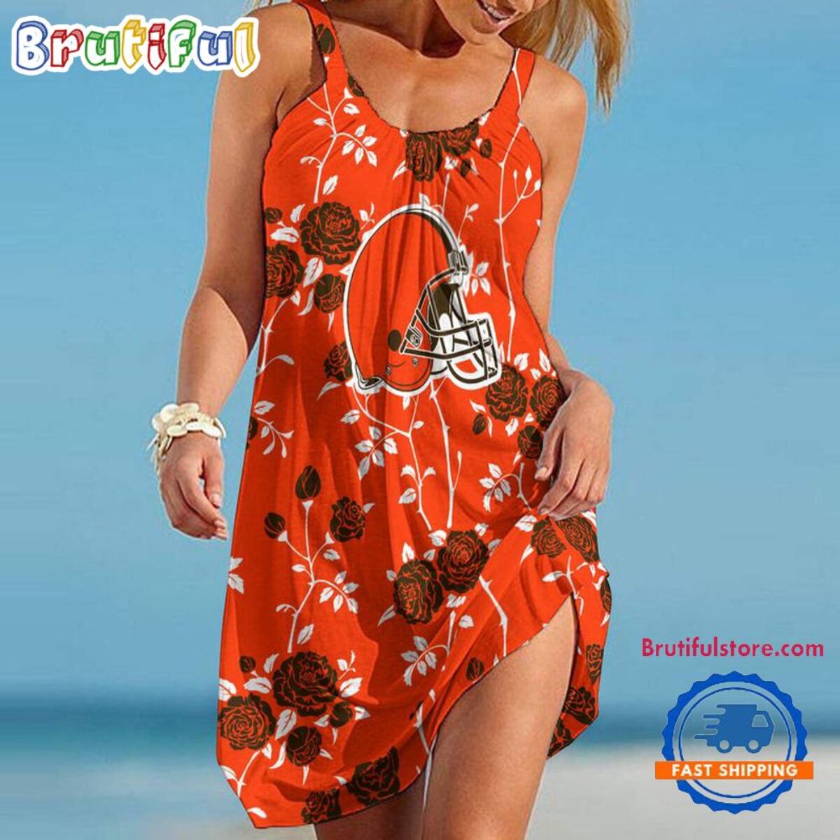 cleveland browns wedding dress Arella Maxi Dress Brown Polka Dot Collection main image 0
