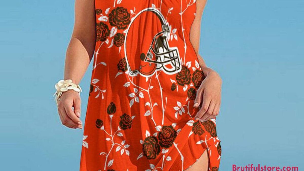 Cleveland Browns Flower Women's Summer Beach Sling Dress Cleveland Browns Flower Women's Summer Beach Sling Dress