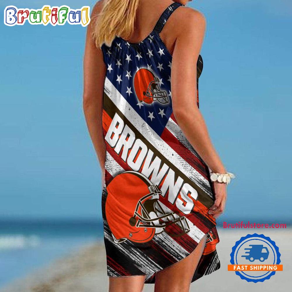 Cleveland Browns USA Independence Day Women's Summer Beach Sling Dress