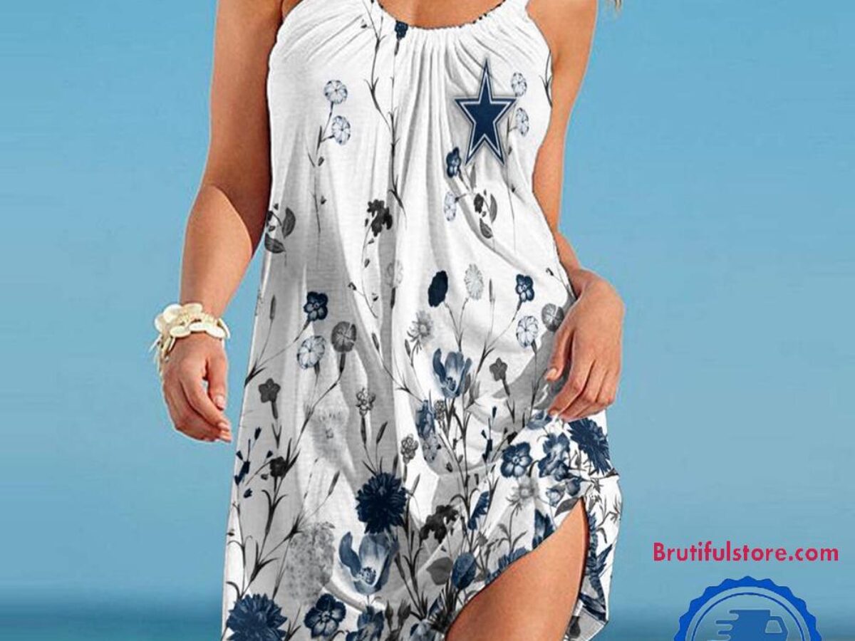 Dallas Cowboys Flower Summer Beach Sling Dress