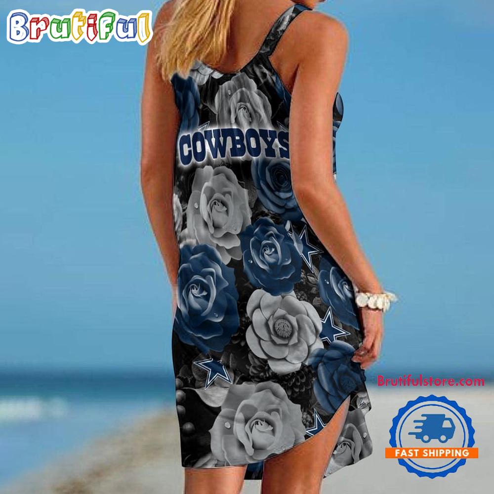 Dallas Cowboys Flower Women’s Summer Beach Sling Dress